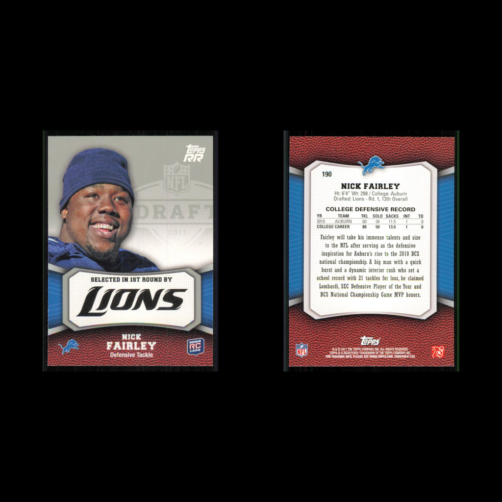 Nick Fairley Rookie #190 2011 Topps Rising Rookies Detroit Lions Football Card