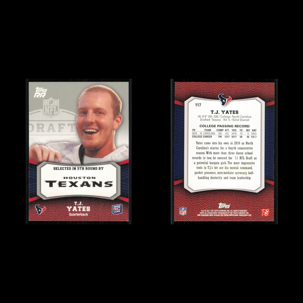 T.J. Yates Rookie #117 2011 Topps Rising Rookies Houston Texans Football Card NM