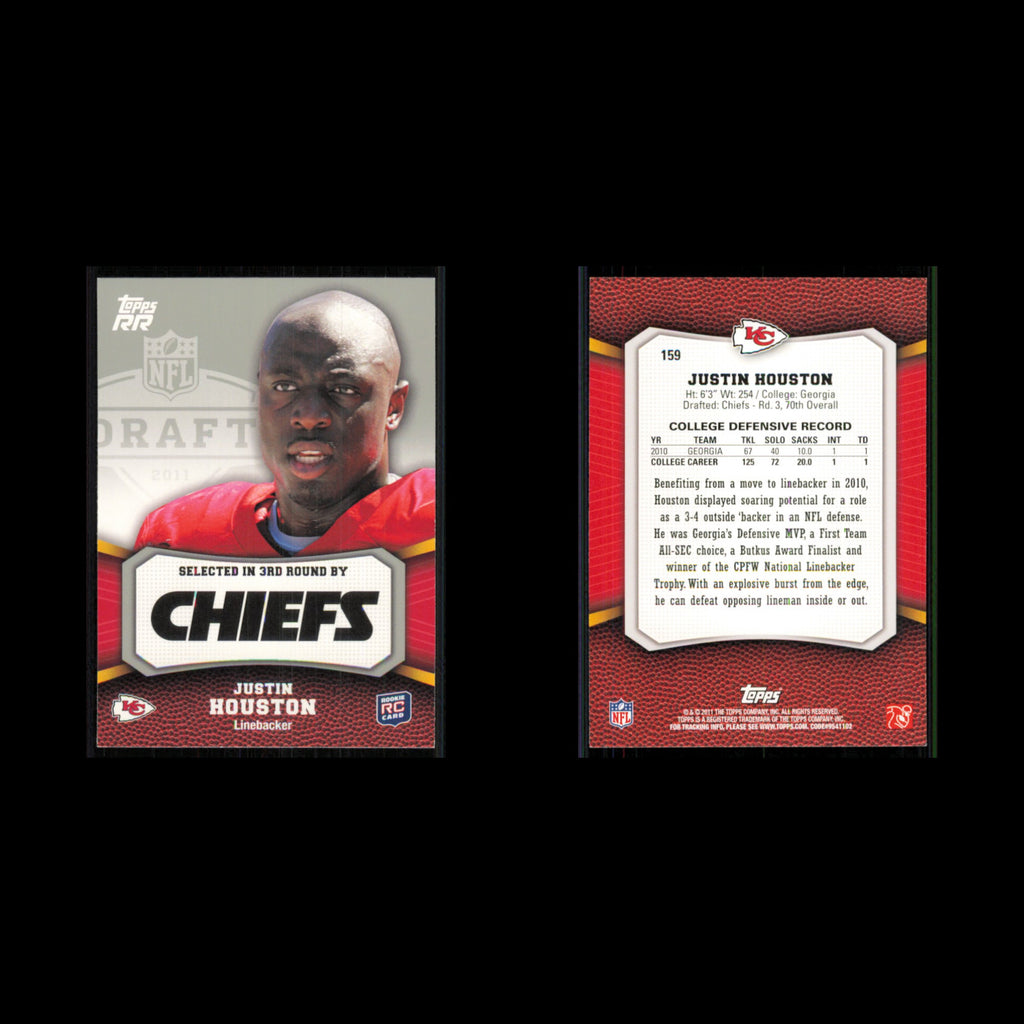 Justin Houston Rookie #159 2011 Topps Rising Rookies Kansas City Chiefs Football