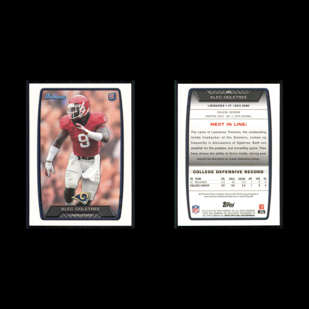 Alec Ogletree Rookie #187 2013 Bowman St. Louis Rams Football Card NFL NM