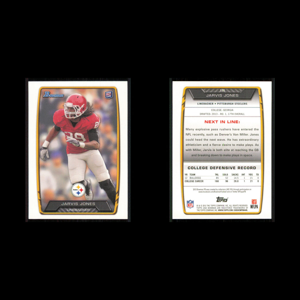 Jarvis Jones Rookie #120 2013 Bowman Pittsburgh Steelers Football Card NFL NM