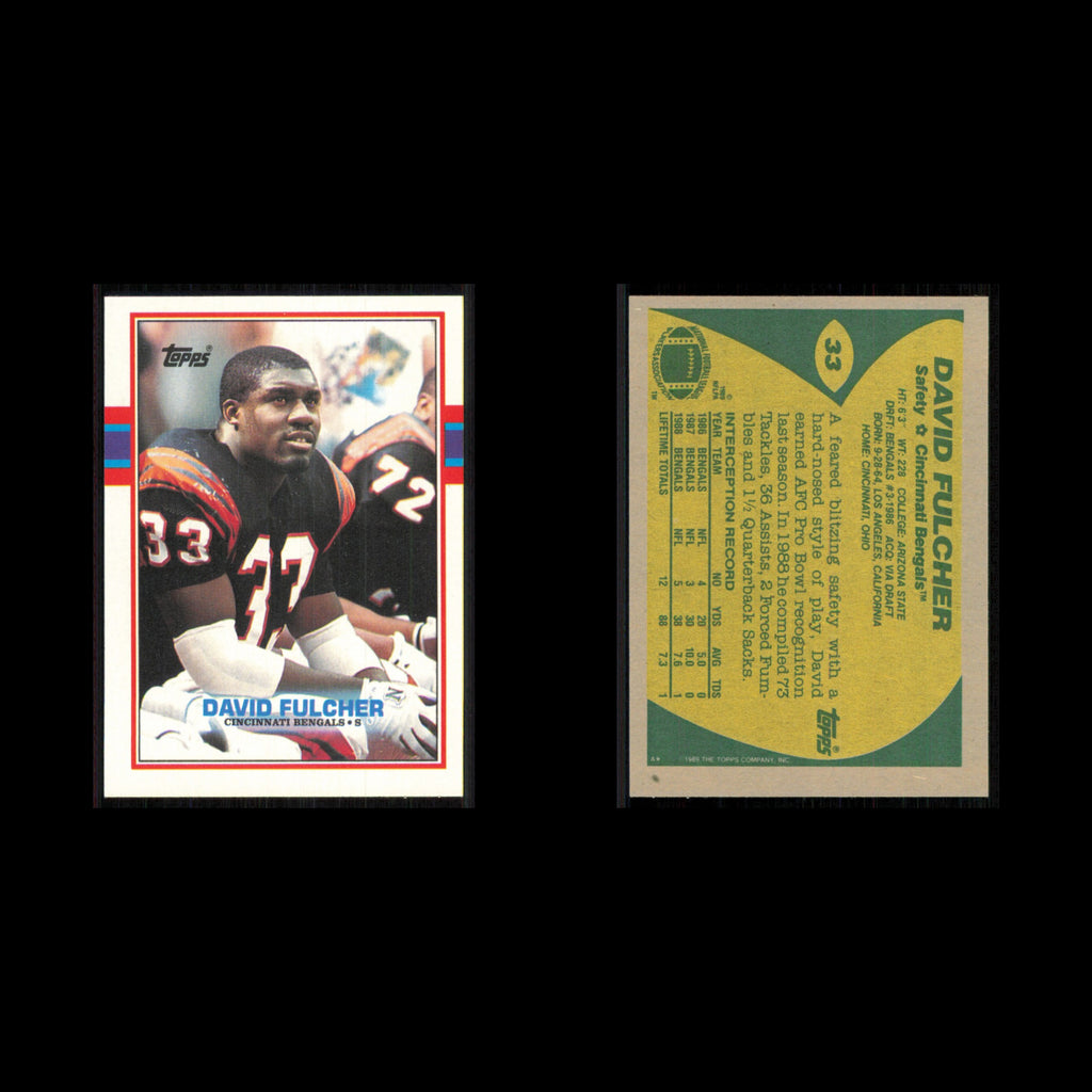 David Fulcher #33 1989 Topps Cincinnati Bengals Football Card NFL NM