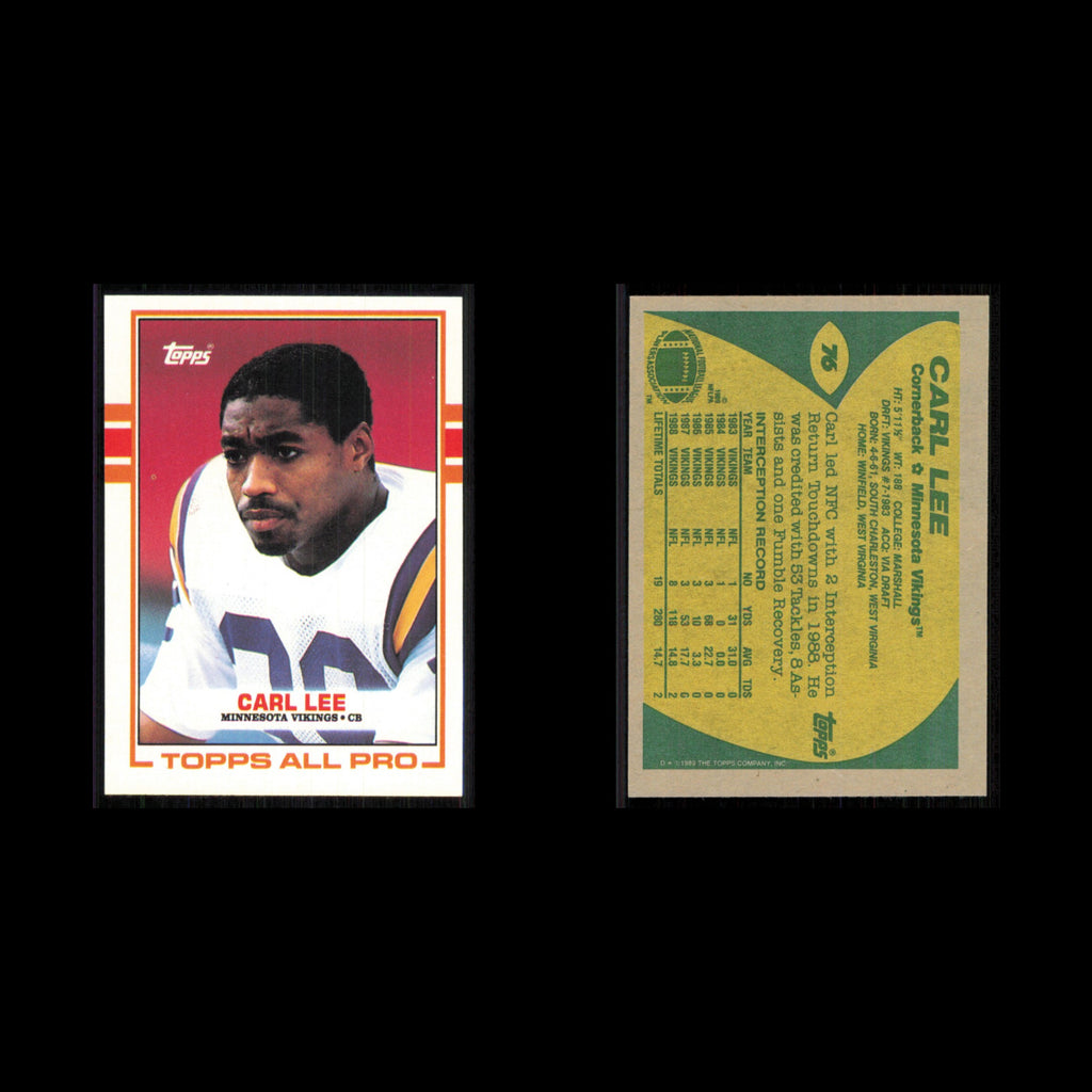 Carl Lee #76 1989 Topps Minnesota Vikings Football Card NFL NM