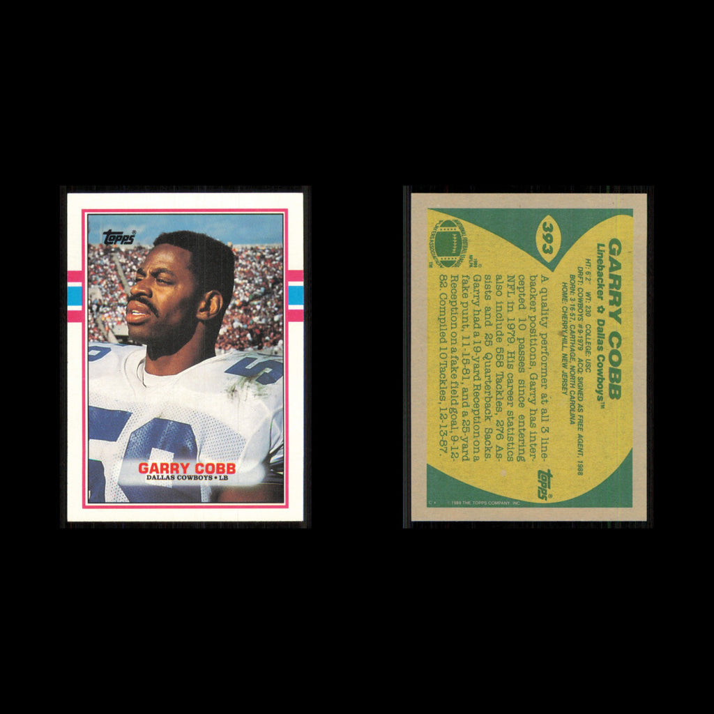 Garry Cobb #393 1989 Topps Dallas Cowboys Football Card NFL NM