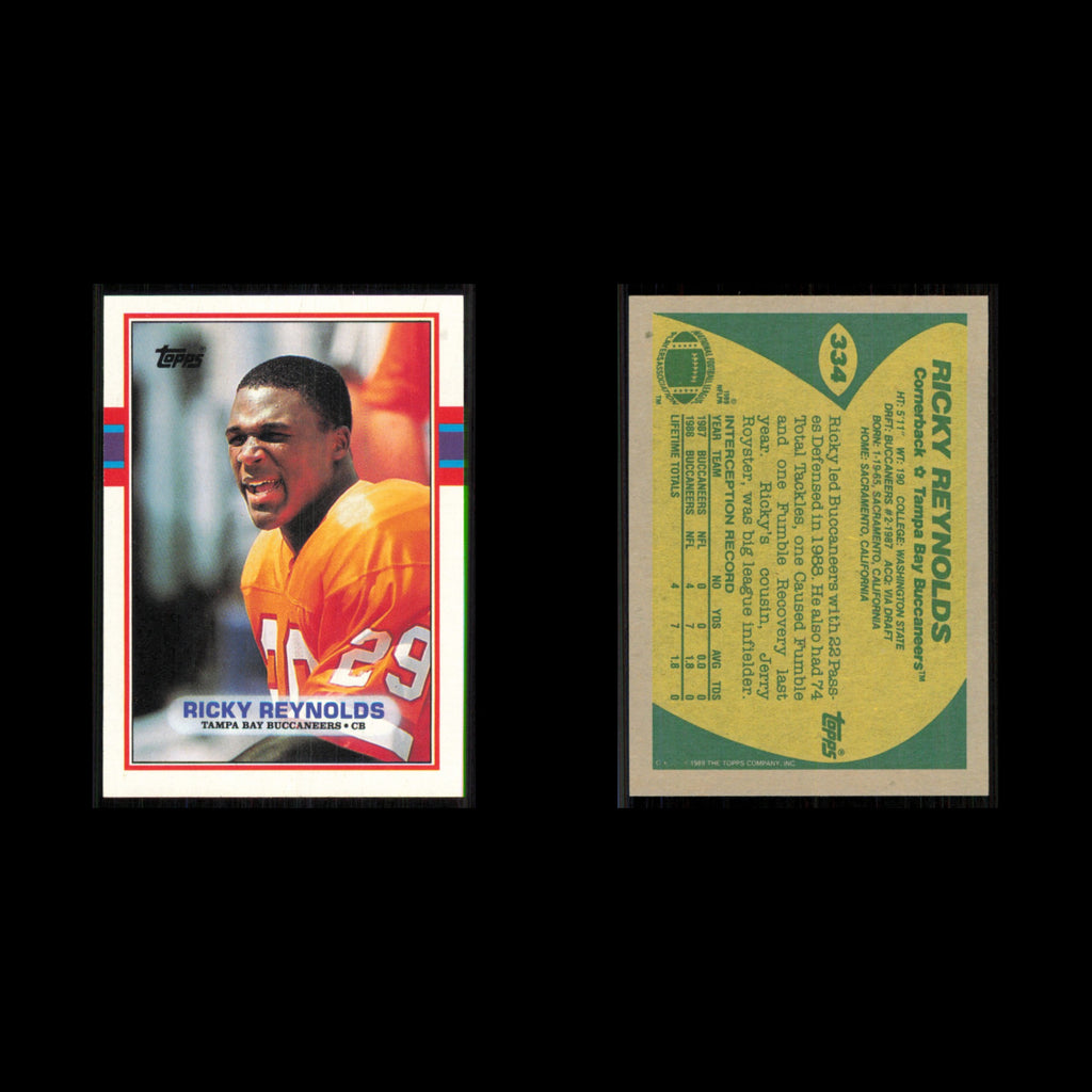 Ricky Reynolds #334 1989 Topps Tampa Bay Buccaneers Football Card NFL NM