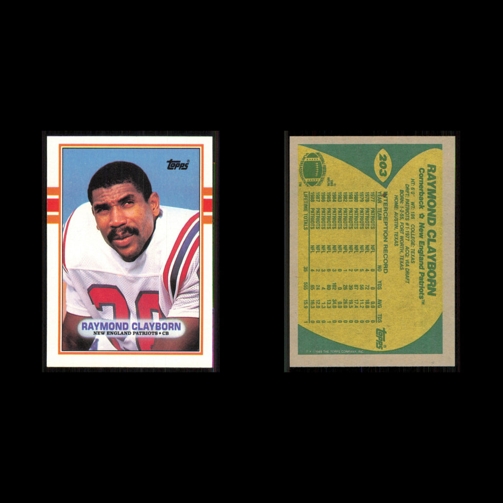 Raymond Clayborn #203 1989 Topps New England Patriots Football Card NFL NM