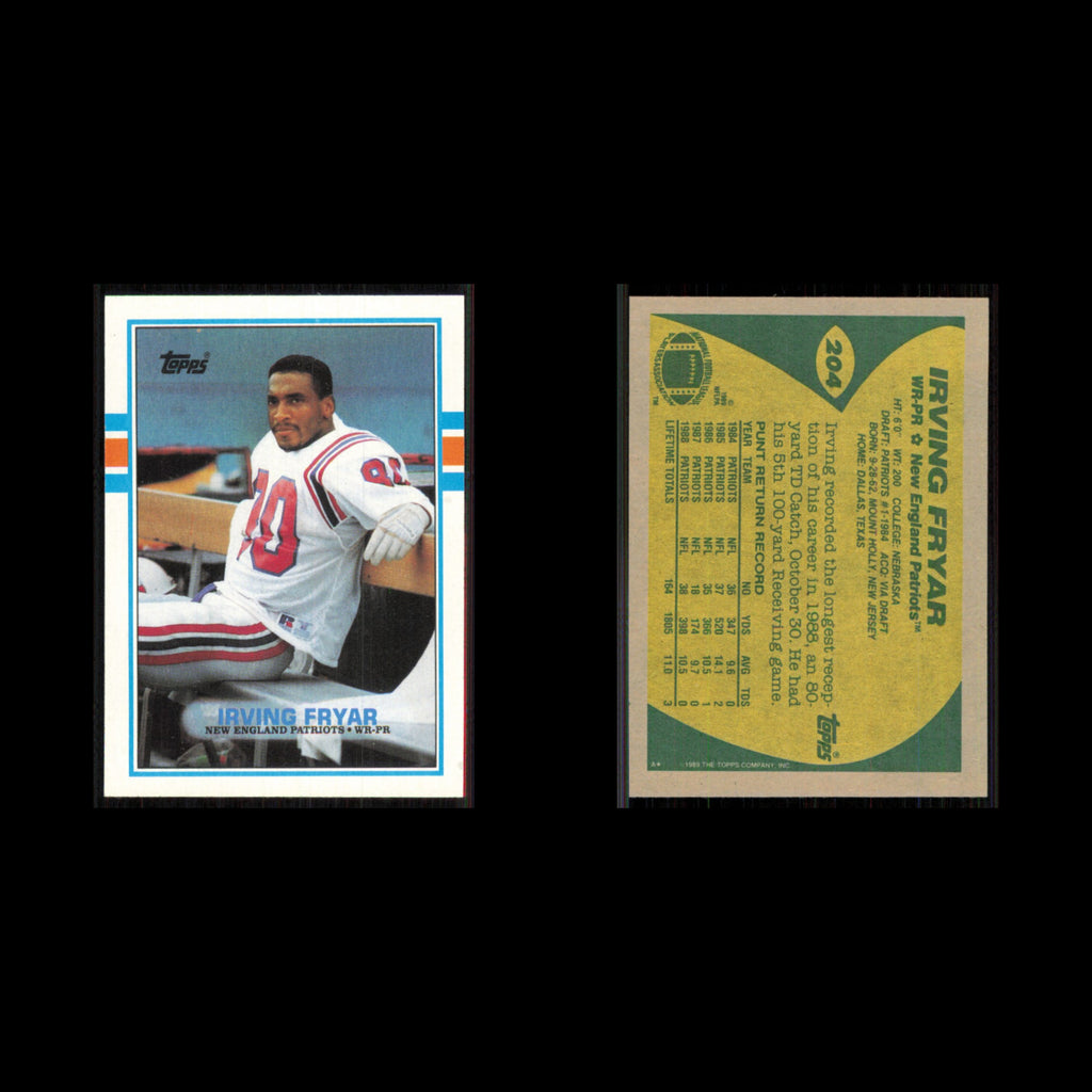 Irving Fryar #204 1989 Topps New England Patriots Football Card NFL NM