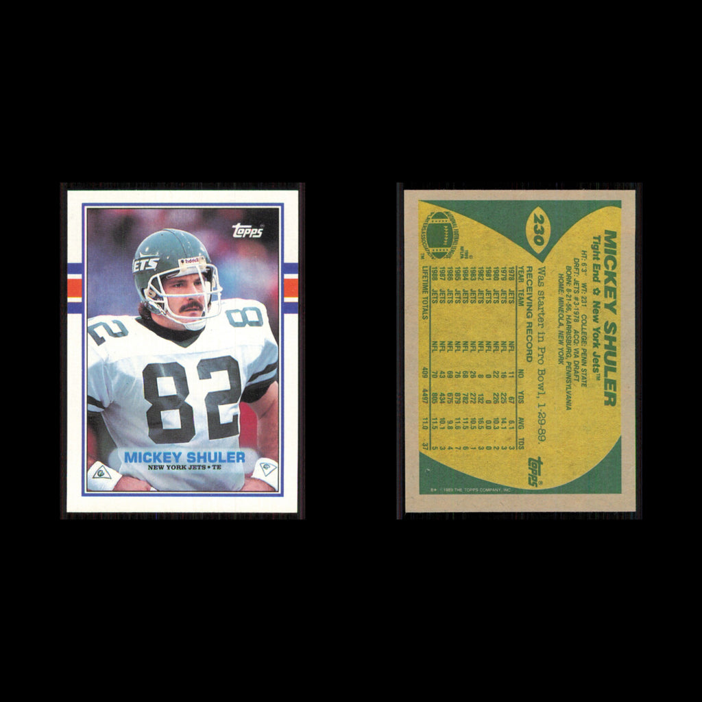 Mickey Shuler #230 1989 Topps New York Jets Football Card NFL NM