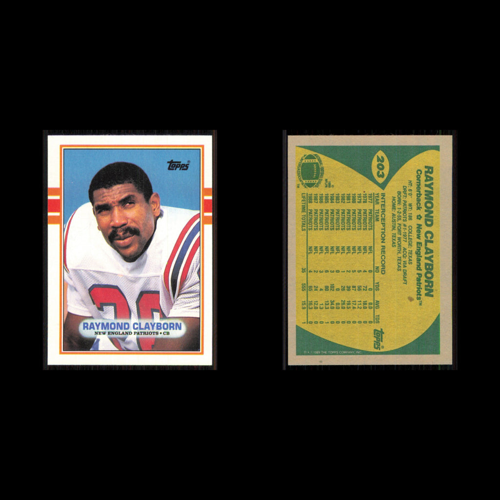 Raymond Clayborn #203 1989 Topps New England Patriots Football Card NFL NM