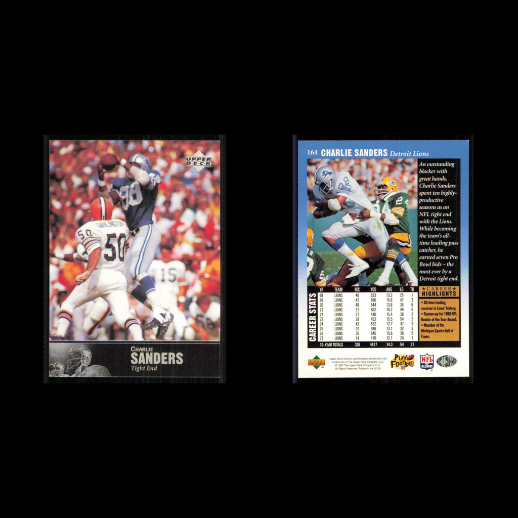 Charlie Sanders #164 1997 Upper Deck Legends Detroit Lions Football Card NFL NM