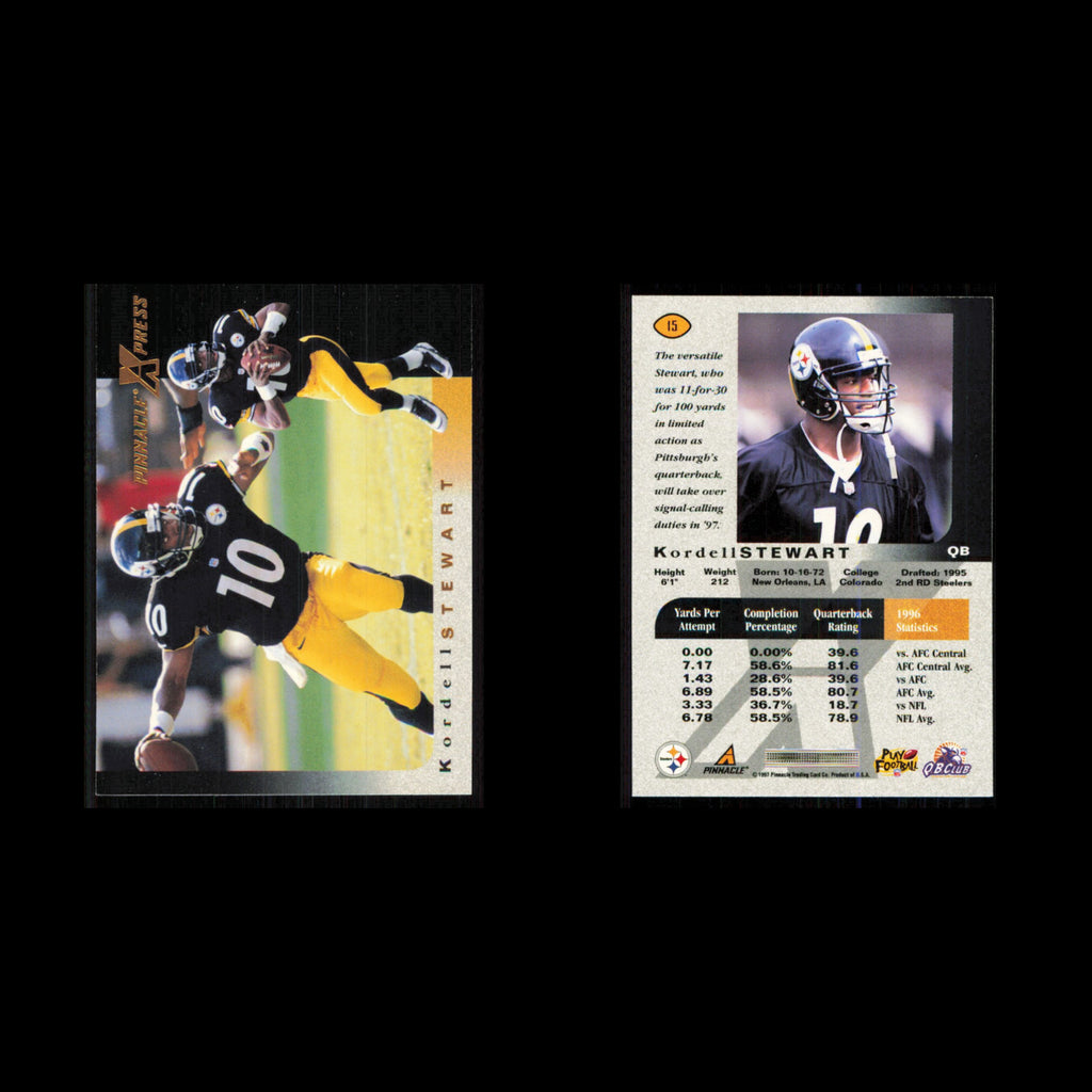 Kordell Stewart #15 1997 Pinnacle X-Press Pittsburgh Steelers Football Card NFL