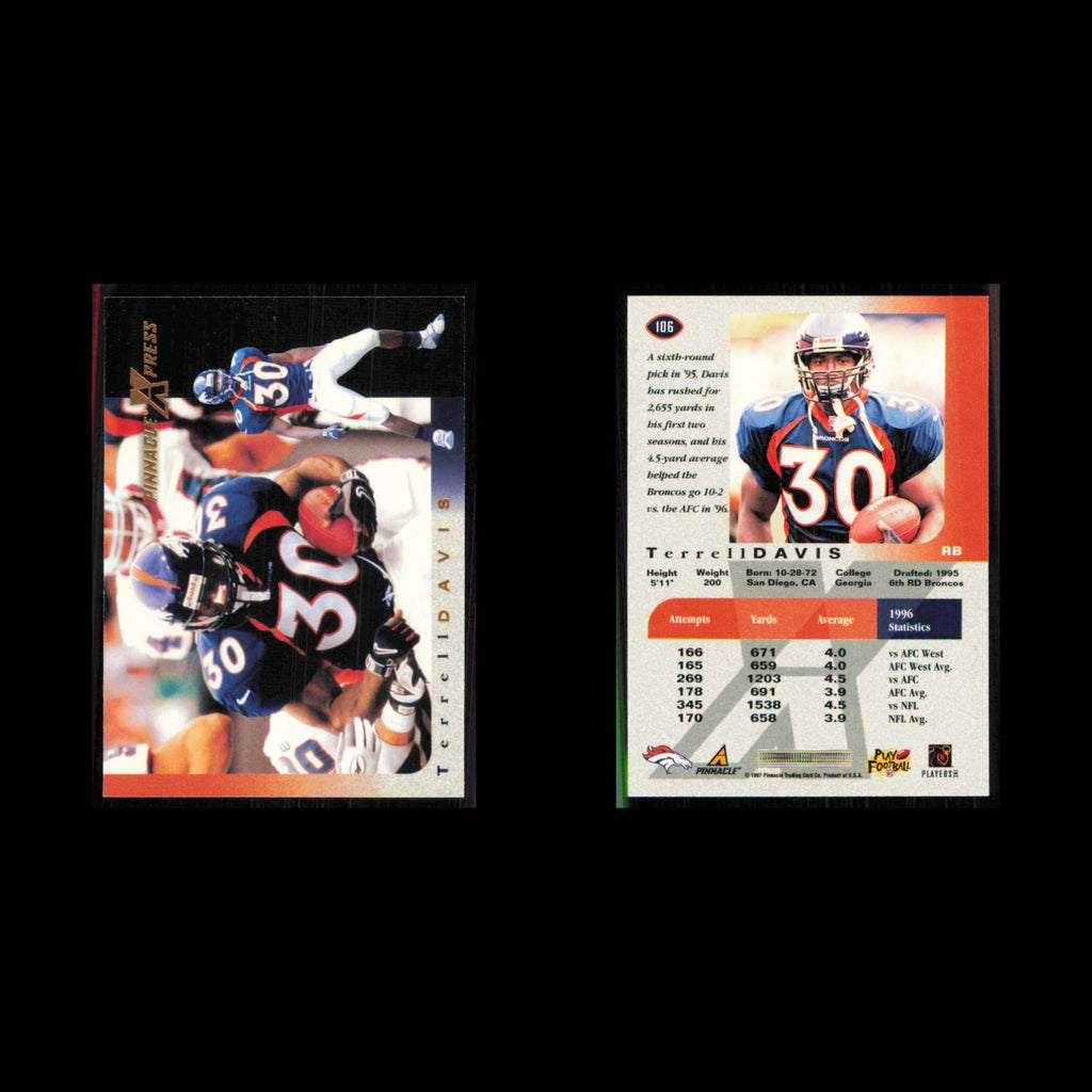 Terrell Davis #106 1997 Pinnacle X-Press Denver Broncos Football Card NFL NM