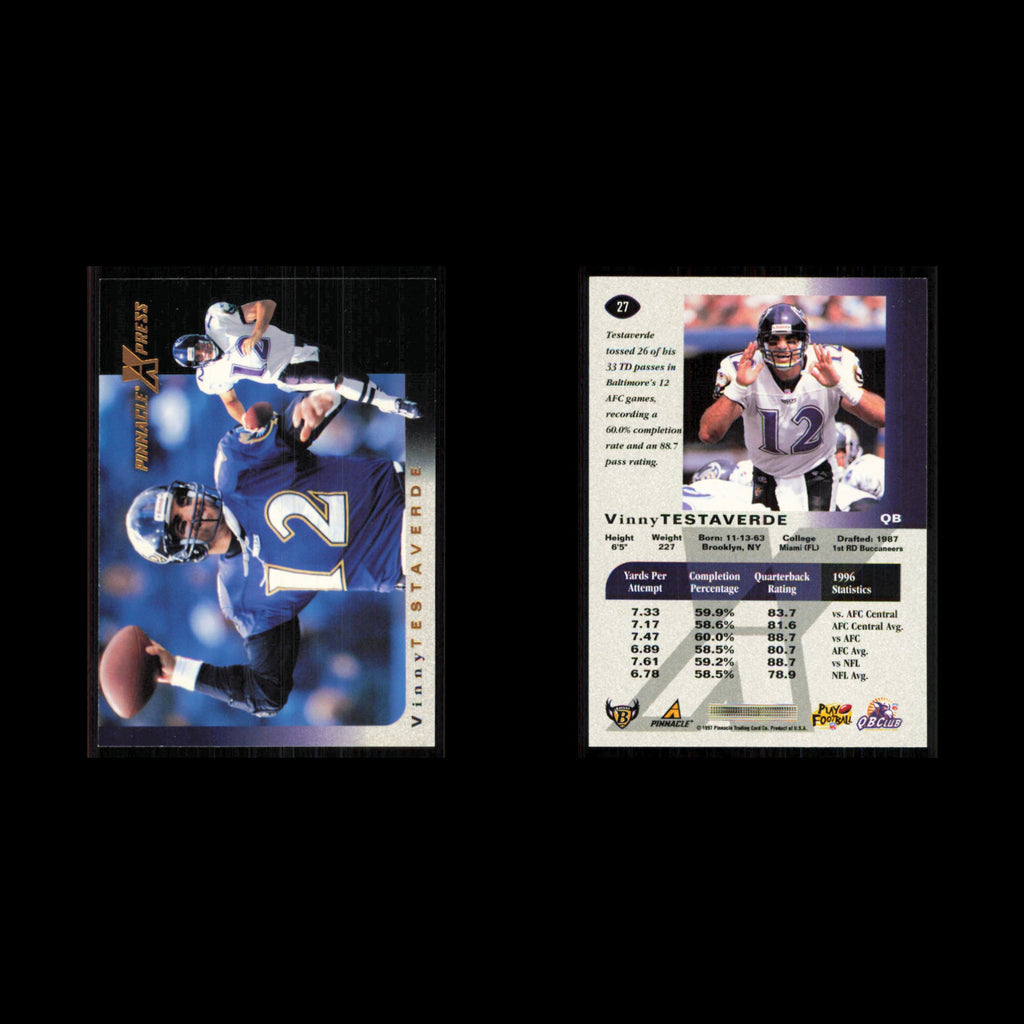 Vinny Testaverde #27 1997 Pinnacle X-Press Baltimore Ravens Football Card NFL NM