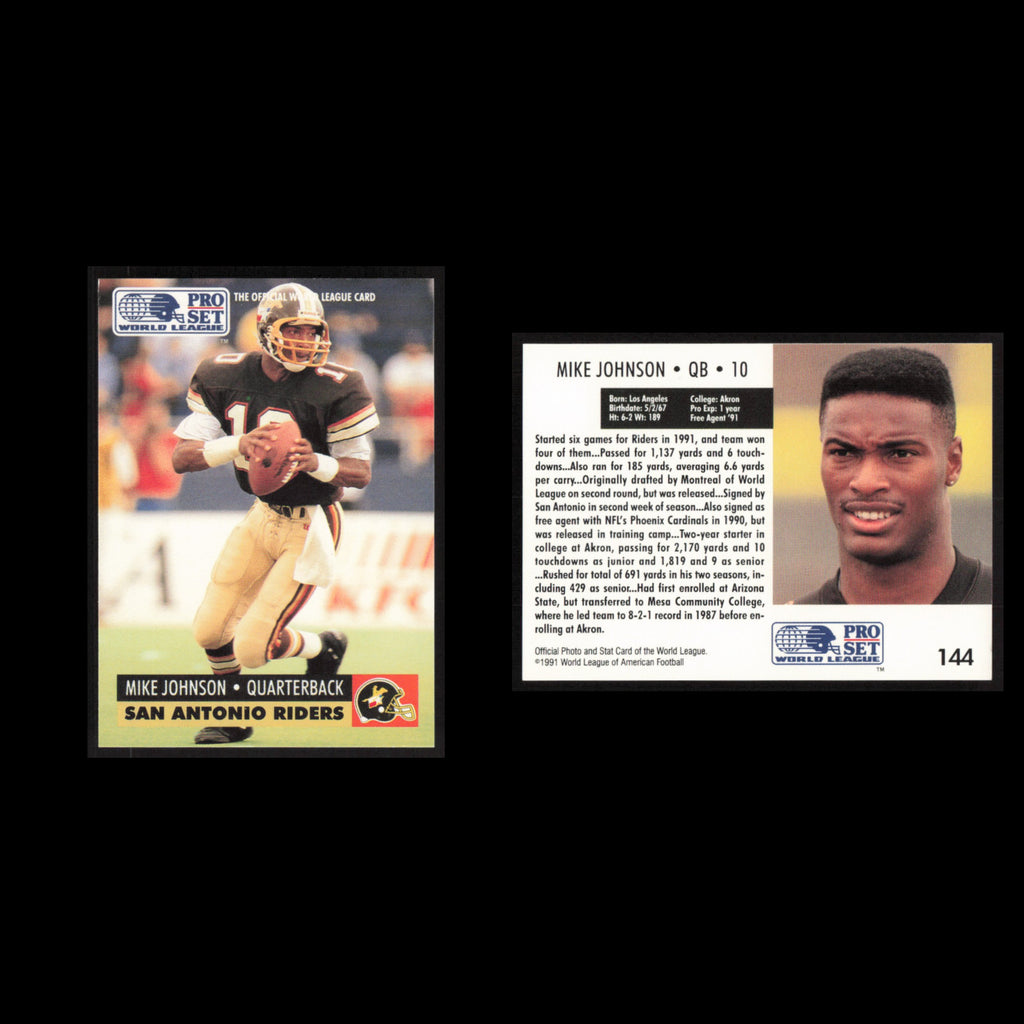 Mike Johnson #144 1991 Pro Set WLAF San Antonio Riders Football Card NFL NM