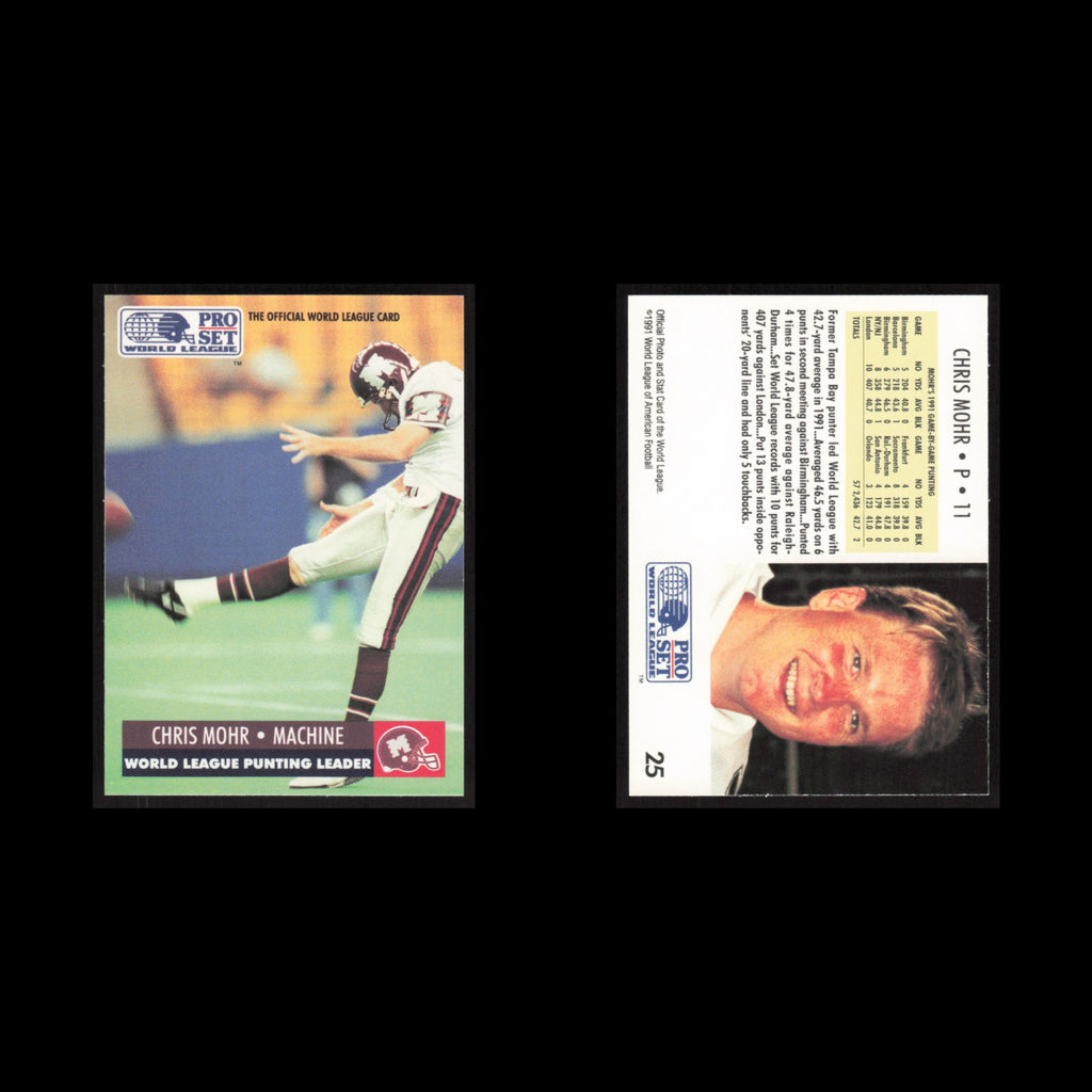 Chris Mohr #25 1991 Pro Set WLAF Montreal Machine Football Card NFL NM