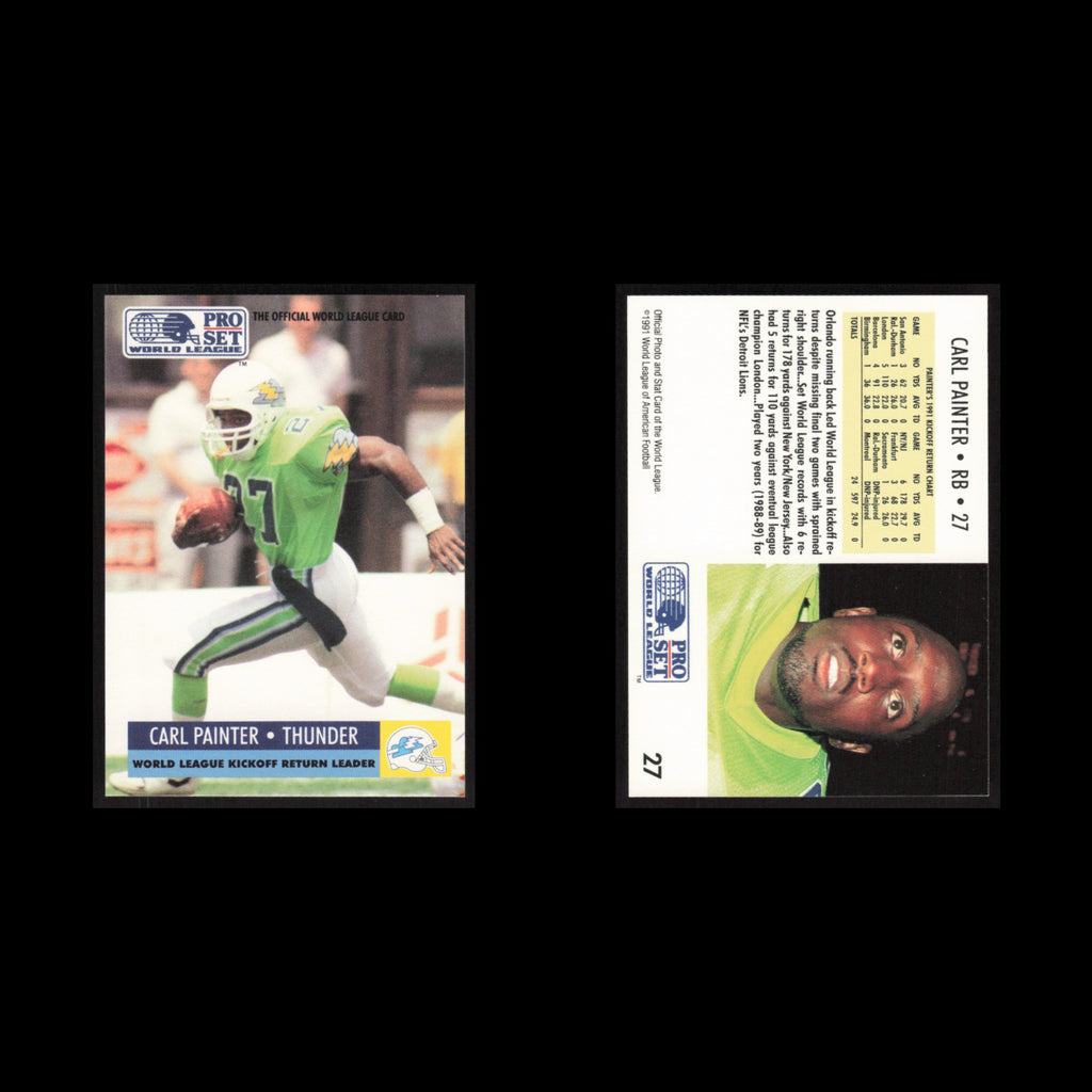Carl Painter #27 1991 Pro Set WLAF Orlando Thunder Football Card NFL NM