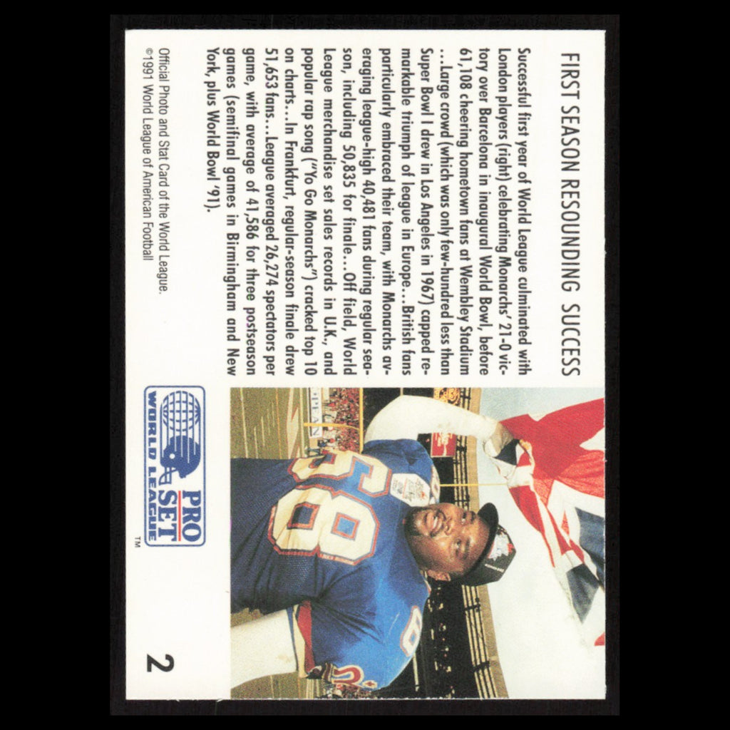 World League #2 1991 Pro Set WLAF Football Card NFL NM