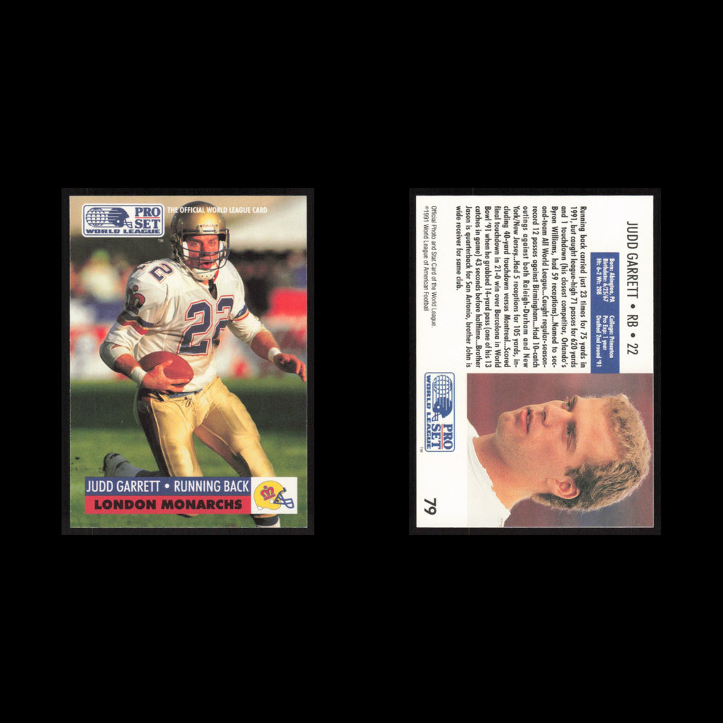 Judd Garrett #79 1991 Pro Set WLAF London Monarchs Football Card NFL NM