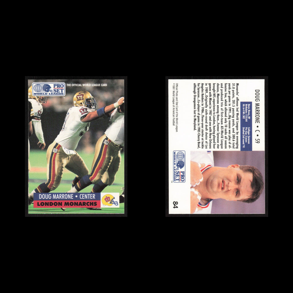 Doug Marrone #84 1991 Pro Set WLAF London Monarchs Football Card NFL NM