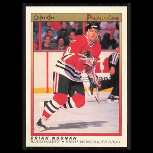 Brian Noonan #87 1990 O-Pee-Chee Premier Chicago Blackhawks Hockey Card NHL NM