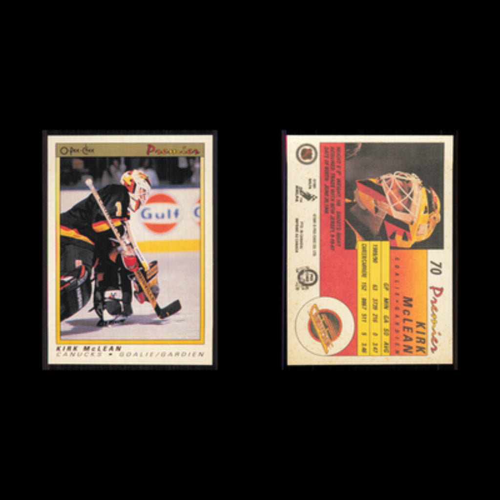 Kirk McLean #70 1990 O-Pee-Chee Premier Vancouver Canucks Hockey Card NHL NM