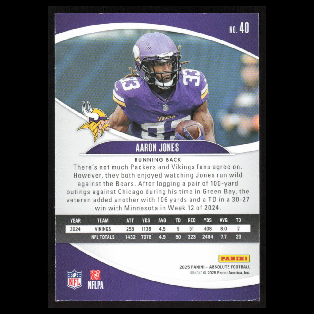 Aaron Jones #40 2025 Panini Absolute Minnesota Vikings Football Card NFL NM