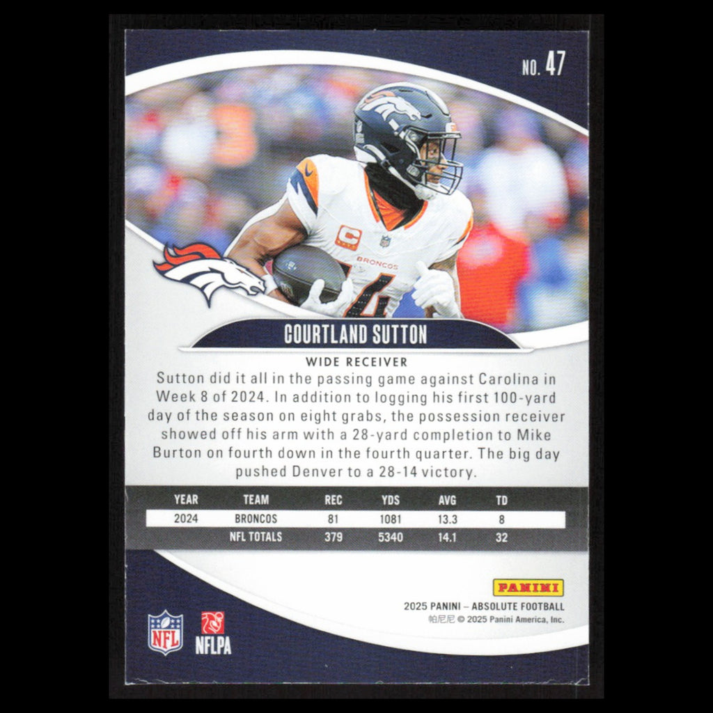 Courtland Sutton #47 2025 Panini Absolute Denver Broncos Football Card NFL NM