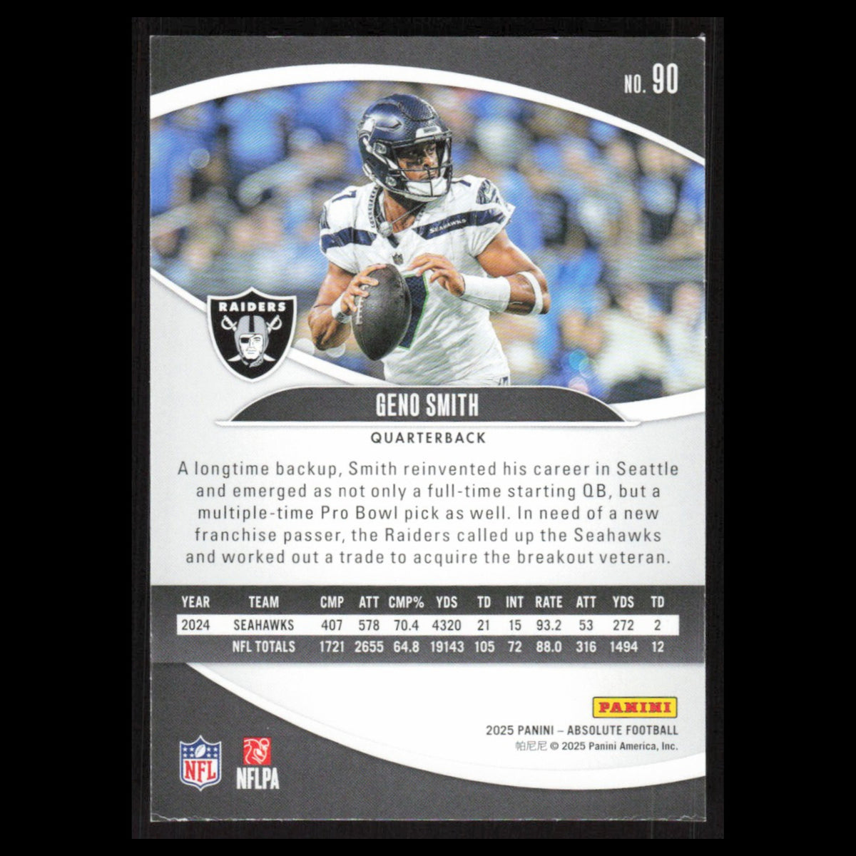 Geno Smith #90 2025 Panini Absolute Las Vegas Raiders Football Card NFL NM