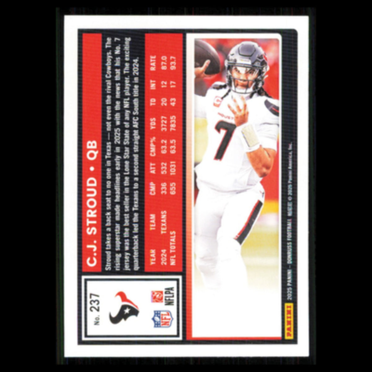 C.J. Stroud #237 2025 Donruss Houston Texans Football Card NFL NM