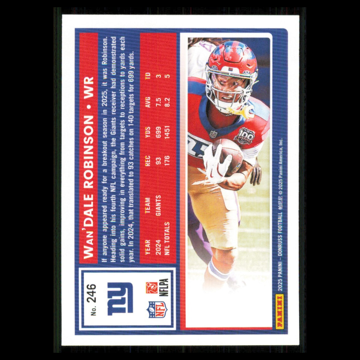 WanDale Robinson #246 2025 Donruss New York Giants Football Card NFL NM