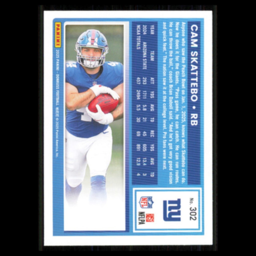 Cam Skattebo Rookie #302 2025 Donruss New York Giants Football Card NFL NM