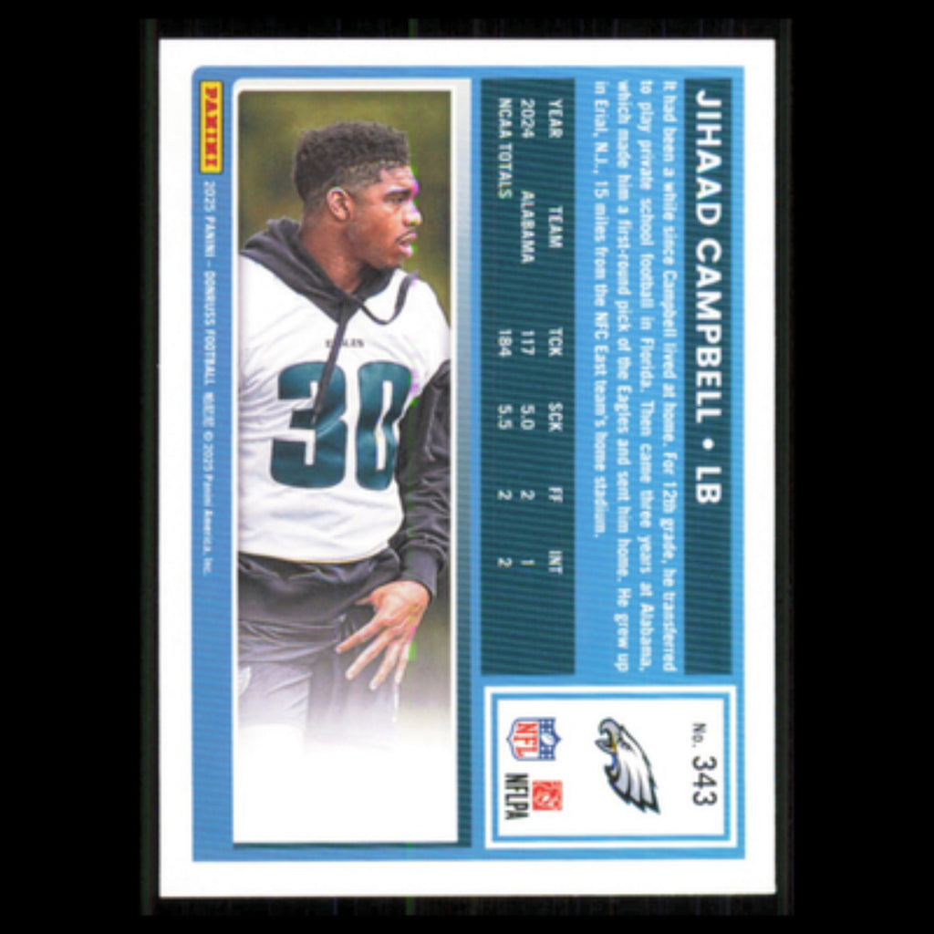 Jihaad Campbell Rookie #343 2025 Donruss Philadelphia Eagles Football Card NFL