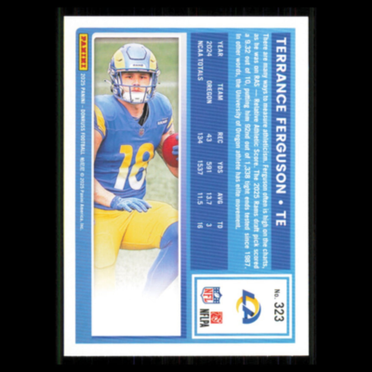 Terrance Ferguson Rookie #323 2025 Donruss Los Angeles Rams Football Card NFL NM