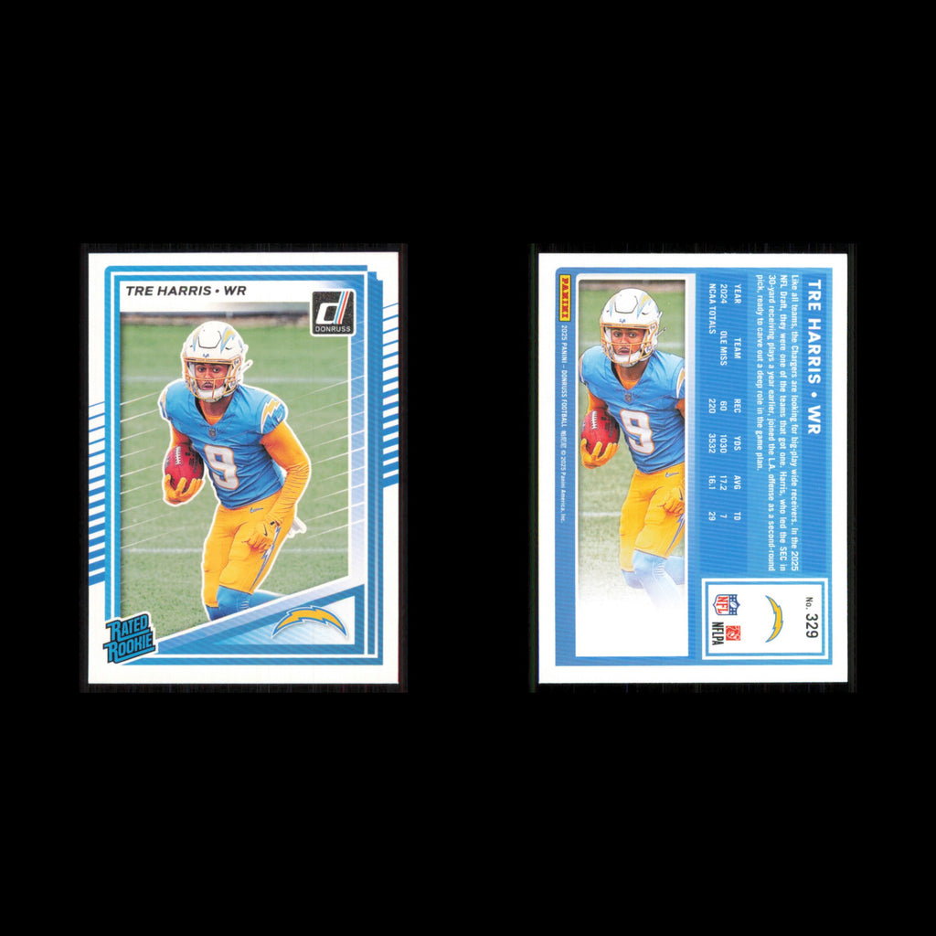 Tre Harris Rookie #329 2025 Donruss Los Angeles Chargers Football Card NFL NM