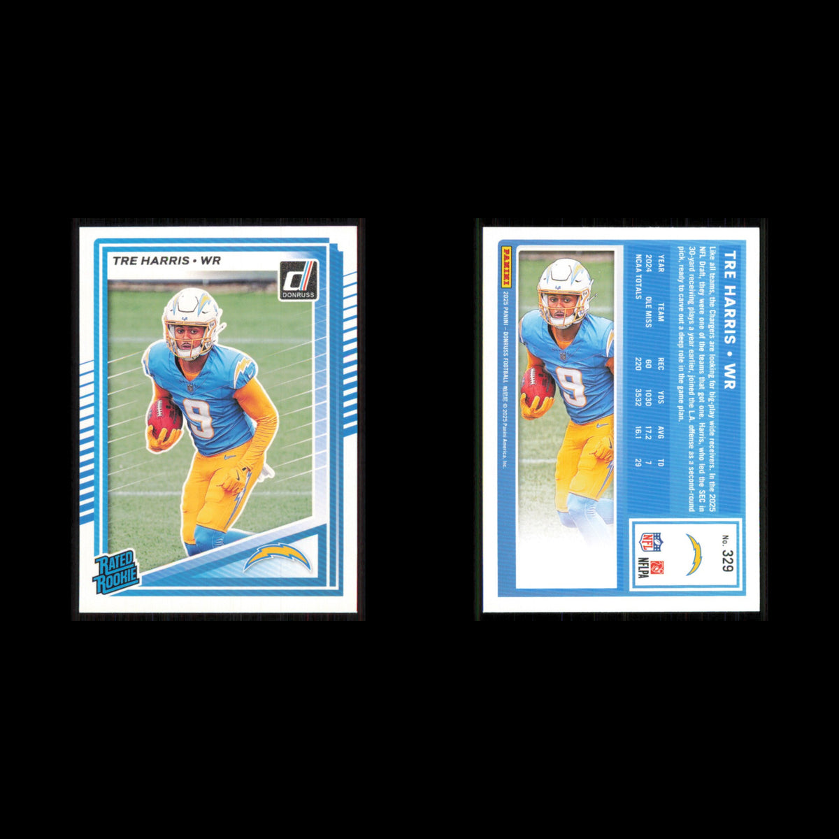 Tre Harris Rookie #329 2025 Donruss Los Angeles Chargers Football Card NFL NM