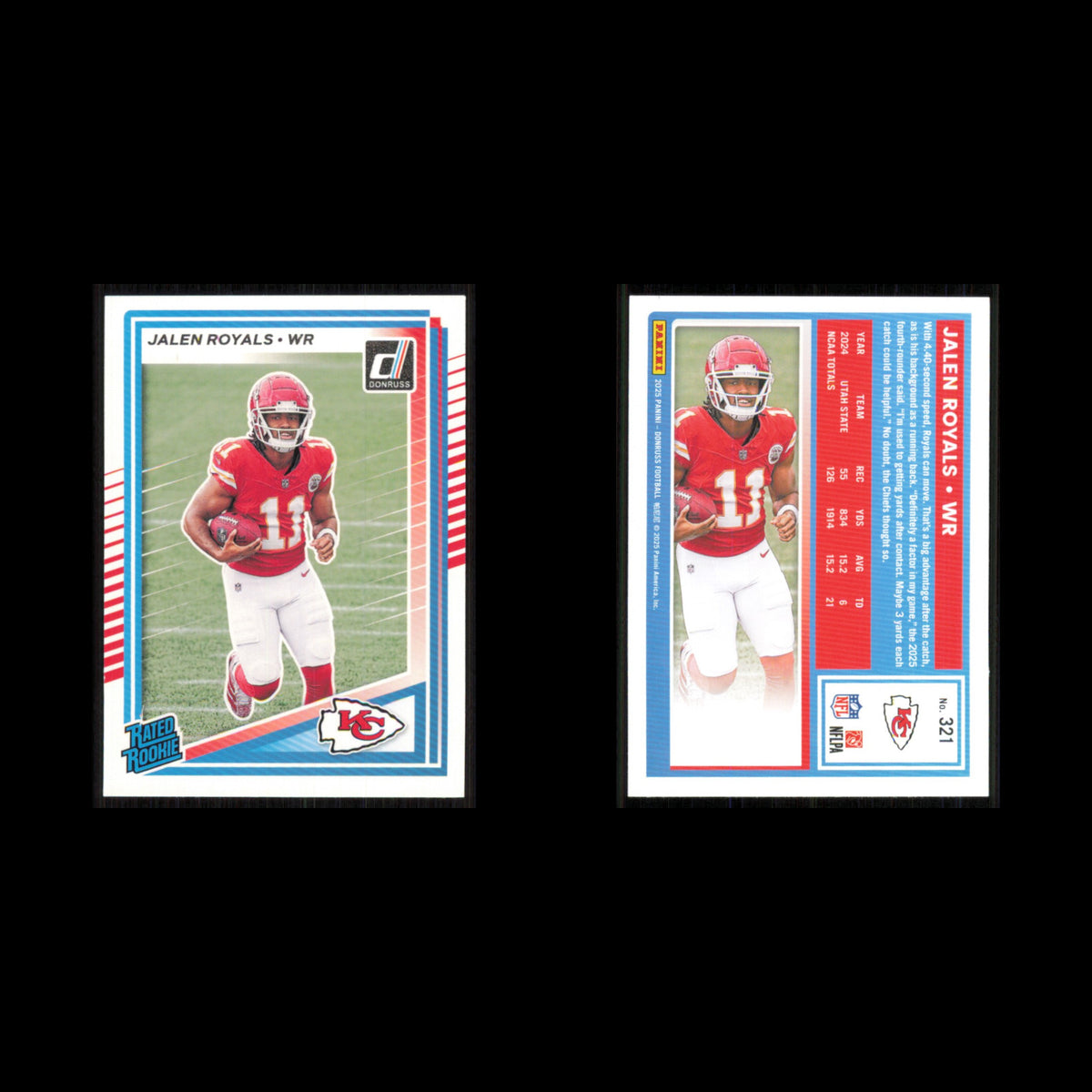 Jalen Royals Rookie #321 2025 Donruss Kansas City Chiefs Football Card NFL NM