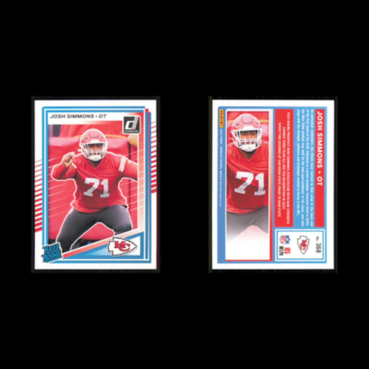 Josh Simmons Rookie #368 2025 Donruss Kansas City Chiefs Football Card NFL NM