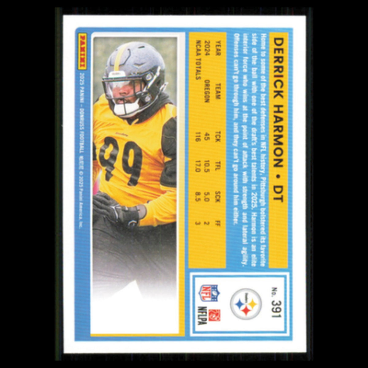 Derrick Harmon Rookie #391 2025 Donruss Pittsburgh Steelers Football Card NFL NM