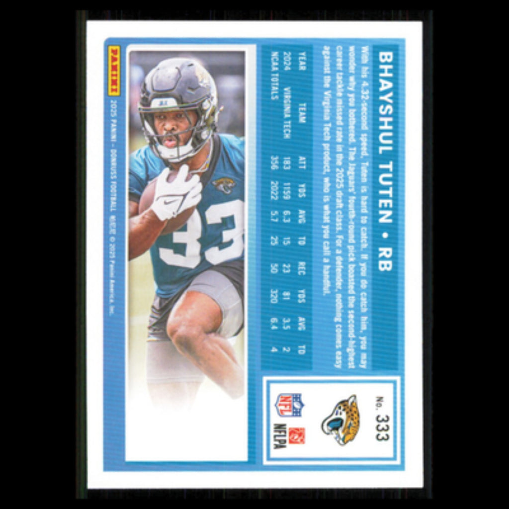 Bhayshul Tuten Rookie #333 2025 Donruss Jacksonville Jaguars Football Card NFL
