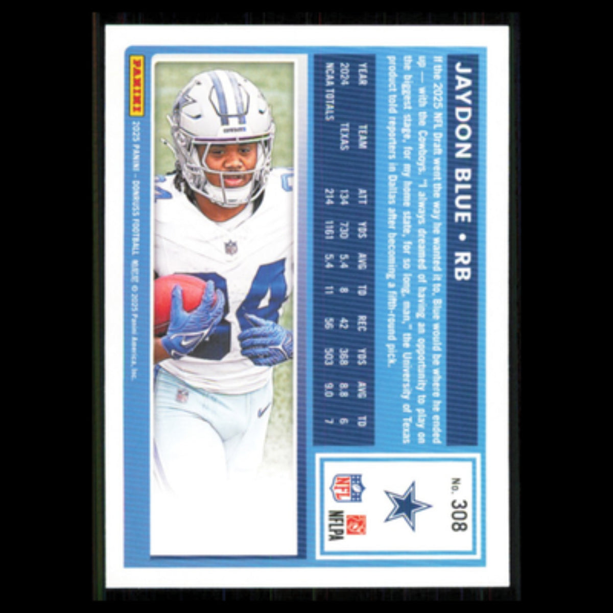 Jaydon Blue Rookie #308 2025 Donruss Dallas Cowboys Football Card NFL NM