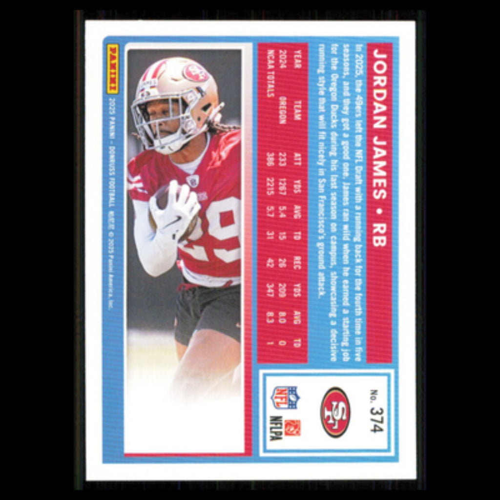 Jordan James Rookie #374 2025 Donruss San Francisco 49ers Football Card NFL NM