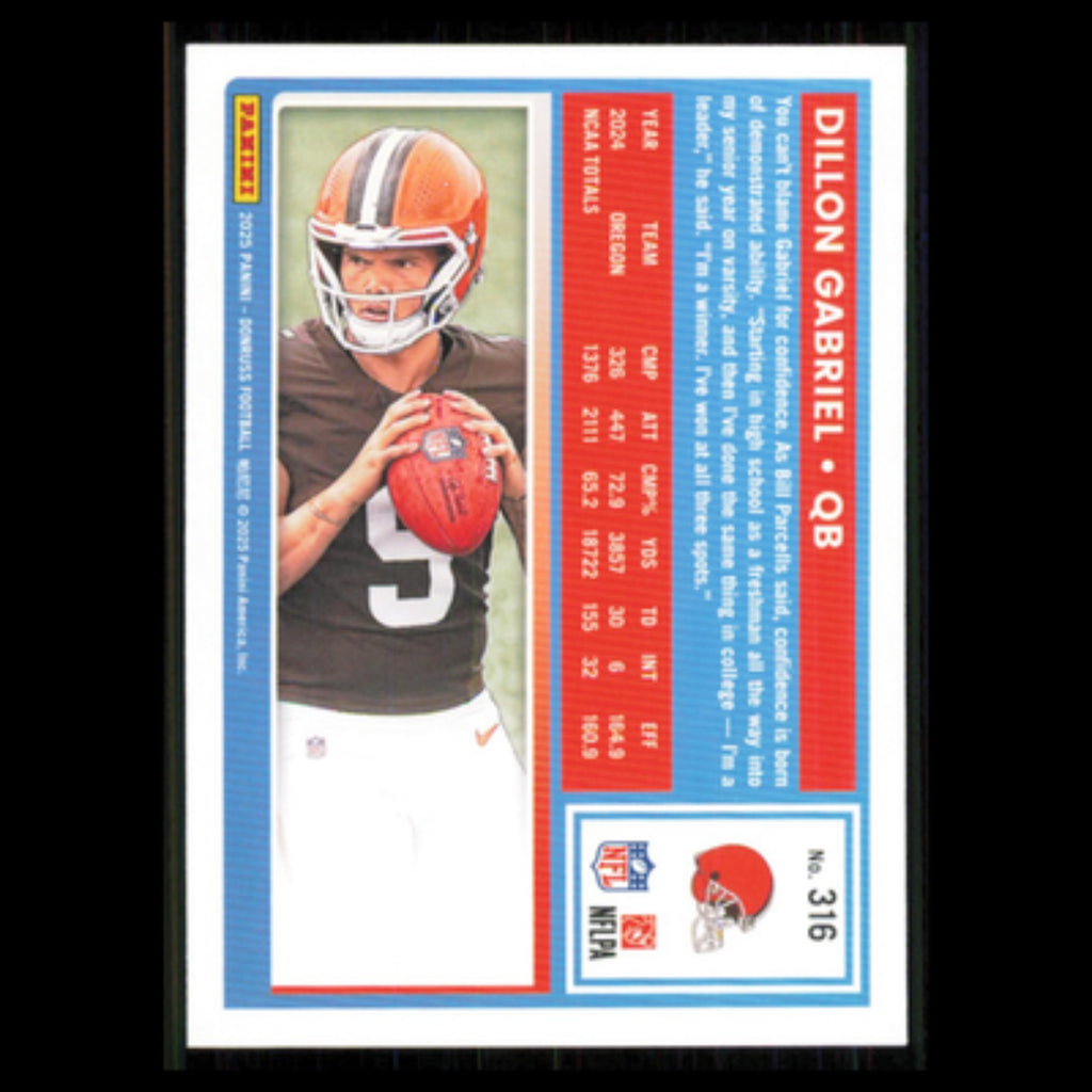 Dillon Gabriel Rookie #316 2025 Donruss Cleveland Browns Football Card NFL NM