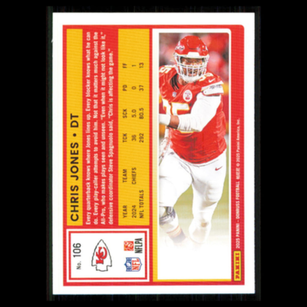 Chris Jones #106 2025 Donruss Kansas City Chiefs Football Card NFL NM