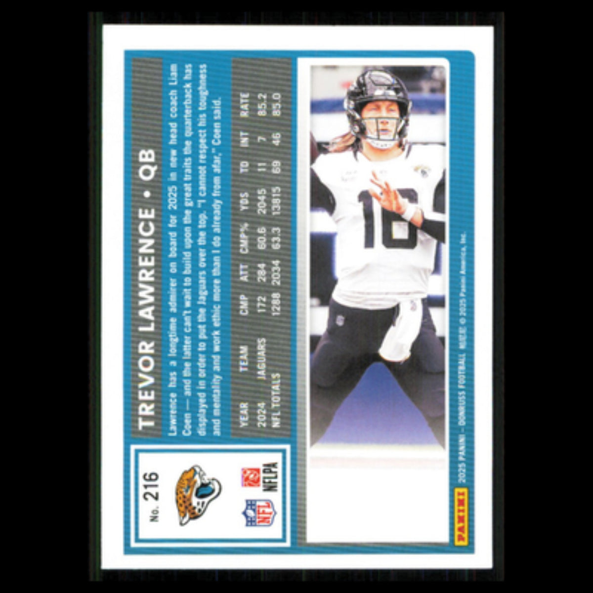 Trevor Lawrence #216 2025 Donruss Jacksonville Jaguars Football Card NFL NM