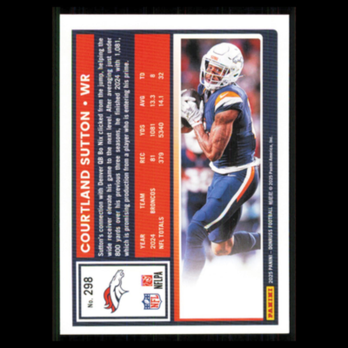 Courtland Sutton #298 2025 Donruss Denver Broncos Football Card NFL NM
