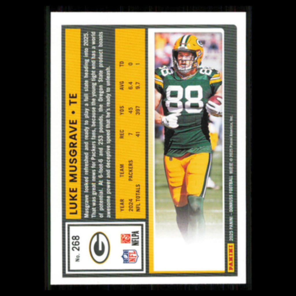 Luke Musgrave #268 2025 Donruss Green Bay Packers Football Card NFL NM