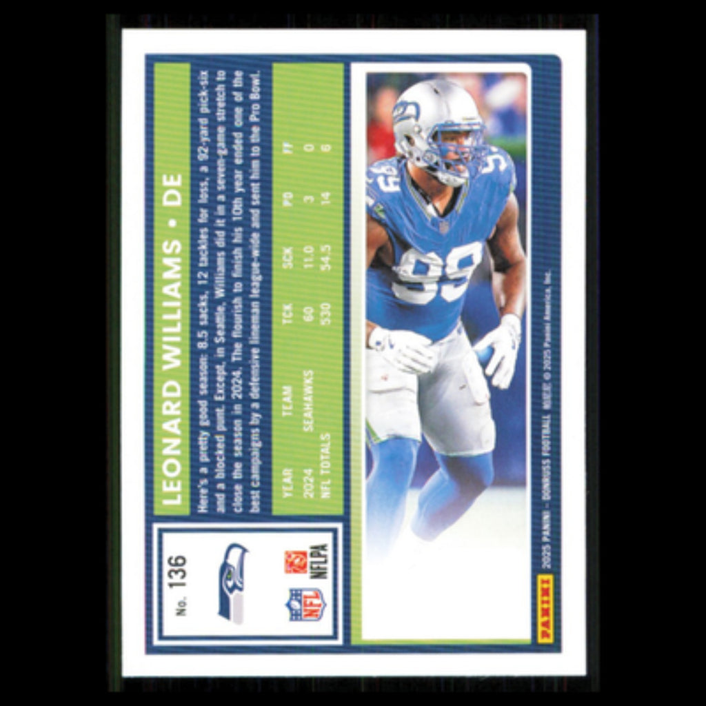Leonard Williams #136 2025 Donruss Seattle Seahawks Football Card NFL NM