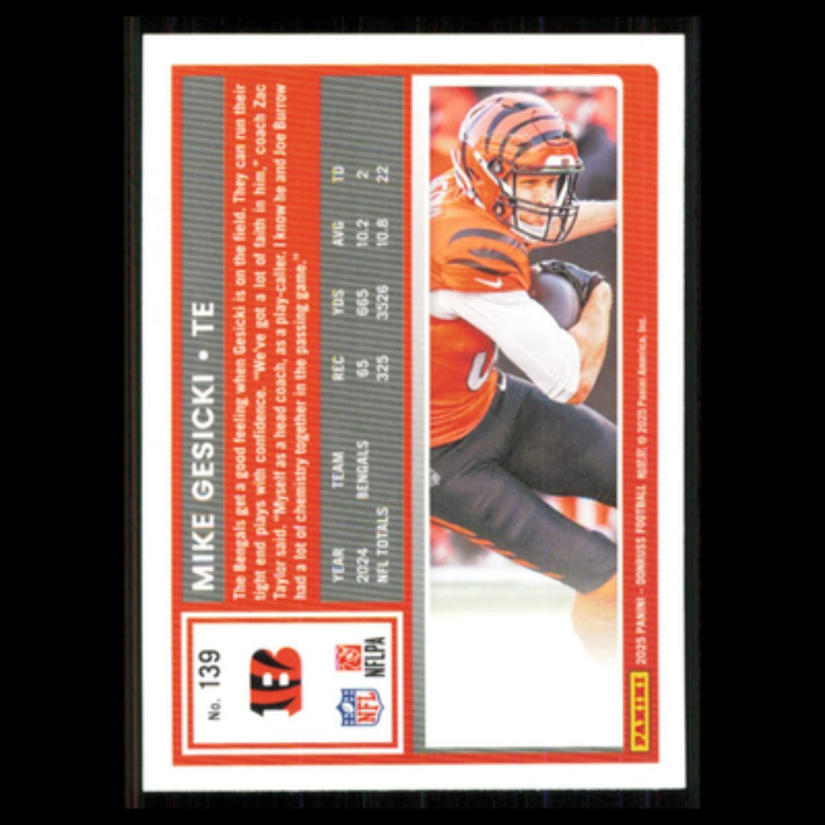 Mike Gesicki #139 2025 Donruss Cincinnati Bengals Football Card NFL NM
