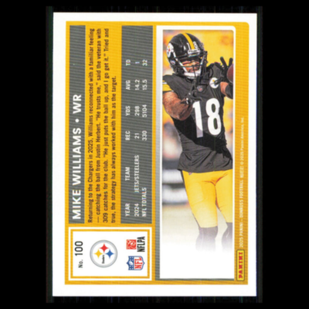 Mike Williams #100 2025 Donruss Pittsburgh Steelers Football Card NFL NM
