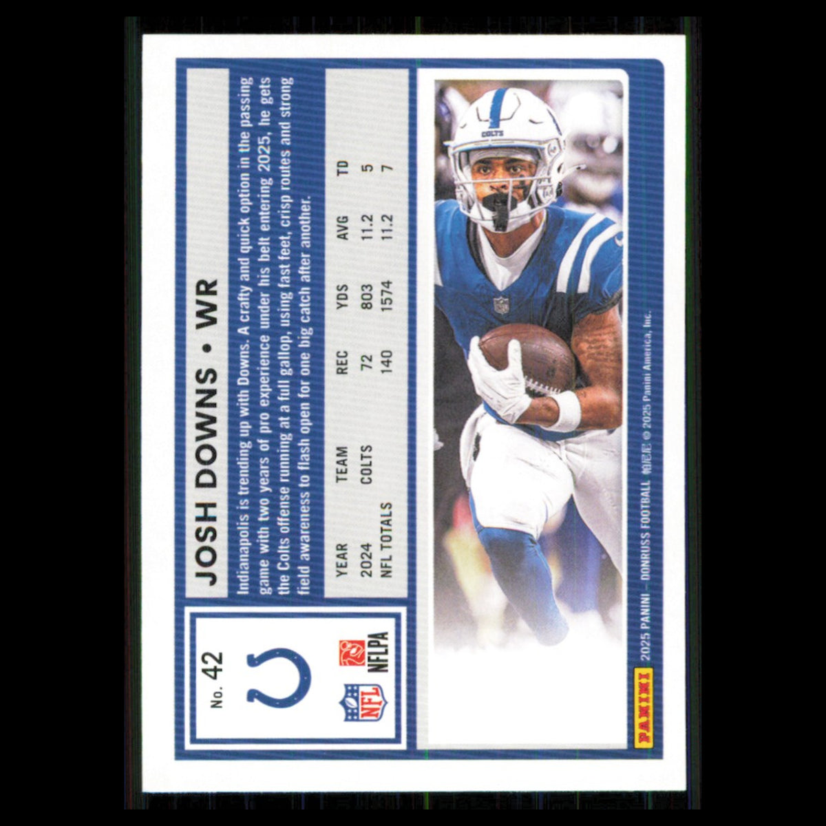Josh Downs #42 2025 Donruss Indianapolis Colts Football Card NFL NM